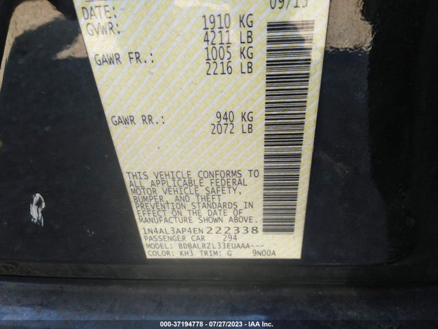 Nissan Altima 2.5 S 2014 1N4AL3AP4EN222338 Image 9