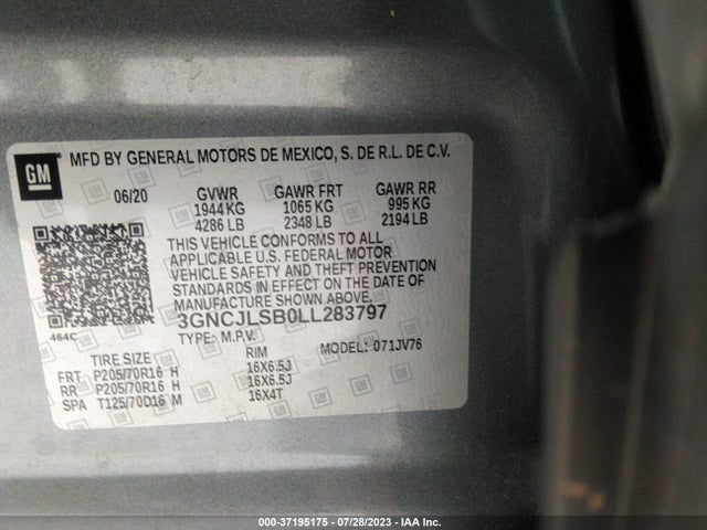 Chevrolet Trax Lt 2020 3GNCJLSB0LL283797 Image 9