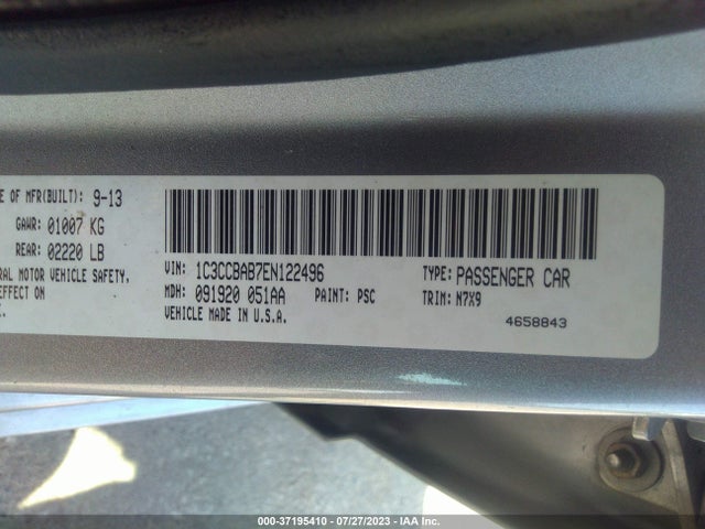 1C3CCBAB7EN122496 Chrysler 200 LX
