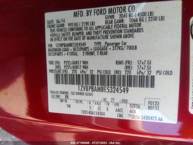 1ZVBP8AM8E5324549 Ford Mustang V6