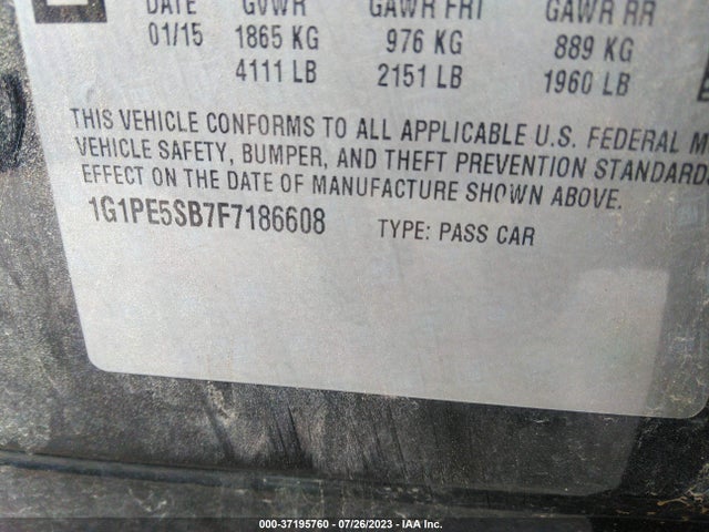 Chevrolet CRUZE LT 2015 1G1PE5SB7F7186608 Image 9