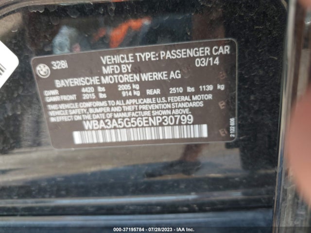 2014 BMW 3 SERIES 328I VIN: WBA3A5G56ENP30799