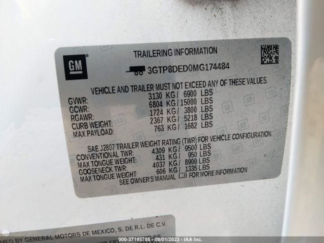 3GTP8DED0MG174484 GMC Sierra 1500 Slt