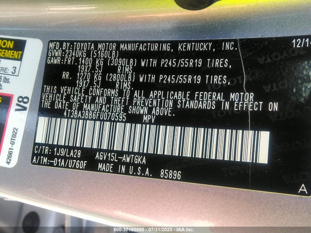 Toyota Venza Le/xle 2015 4T3BA3BB6FU070595 Image 15