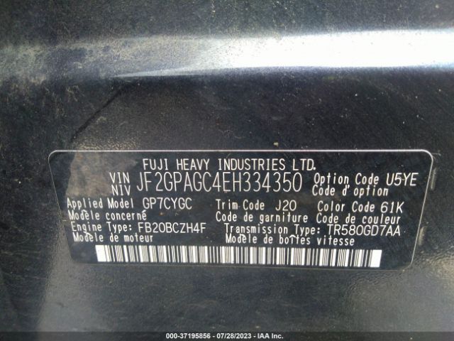 JF2GPAGC4EH334350 Subaru Xv Crosstrek Limited