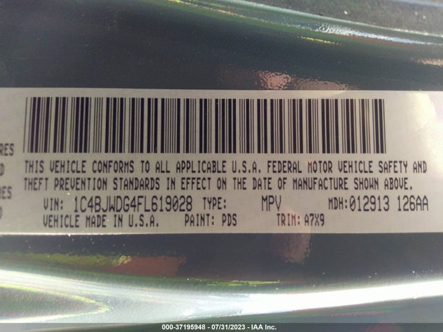 1C4BJWDG4FL619028 Jeep Wrangler Unlimited Sport