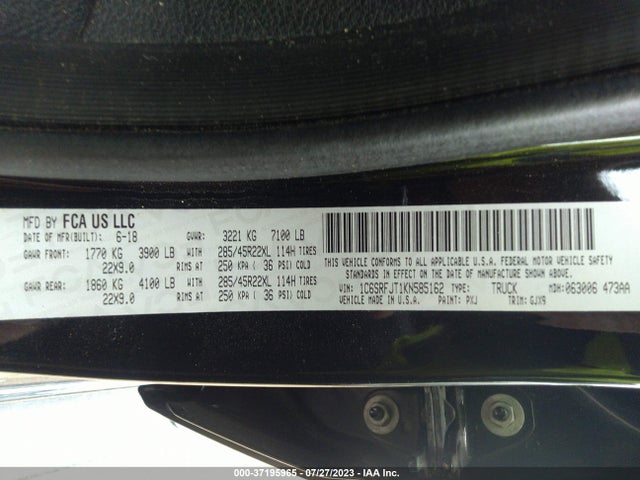 1C6SRFJT1KN585162 RAM 1500 Laramie