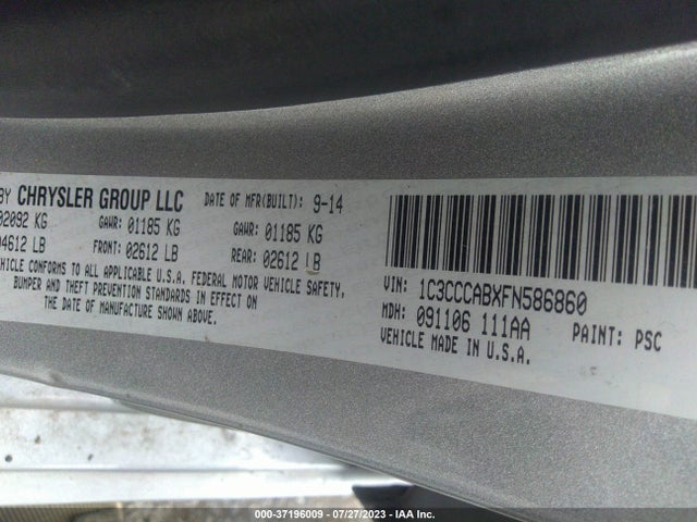 2015 CHRYSLER 200 LIMITED VIN: 1C3CCCABXFN586860