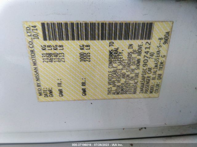 1N4AA5AP1EC907412 Nissan Maxima 3.5 Sv W/sport Pkg