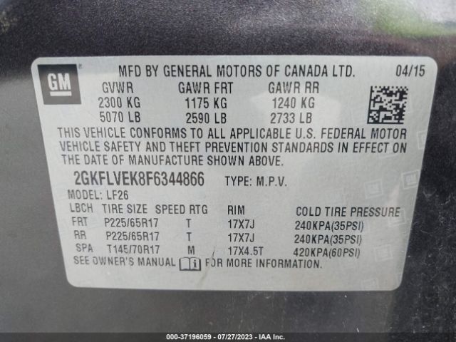 2GKFLVEK8F6344866 GMC Terrain Sle