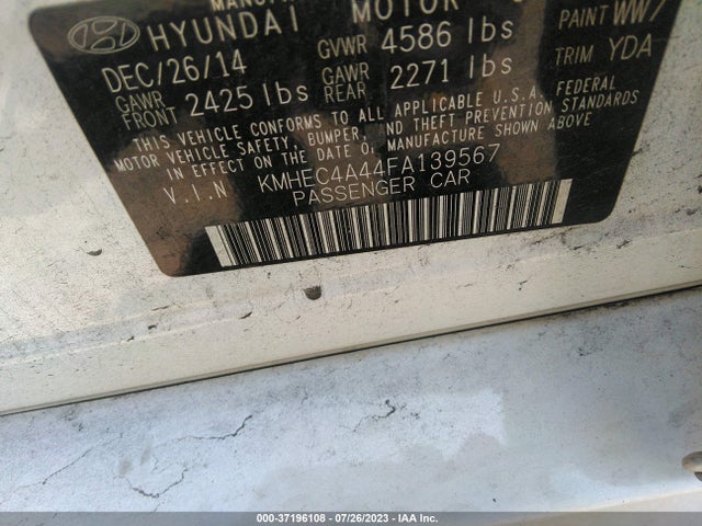 Hyundai SONATA HYBRID 2015 KMHEC4A44FA139567 Image 9