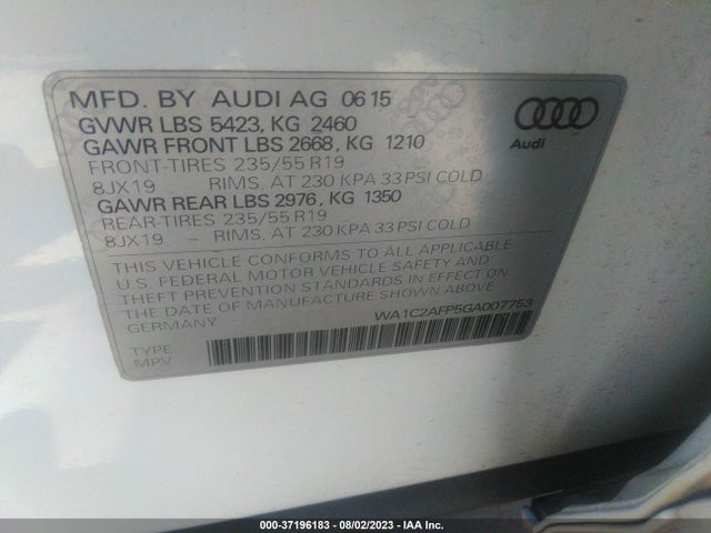 WA1C2AFP5GA007753 Audi Q5 PREMIUM