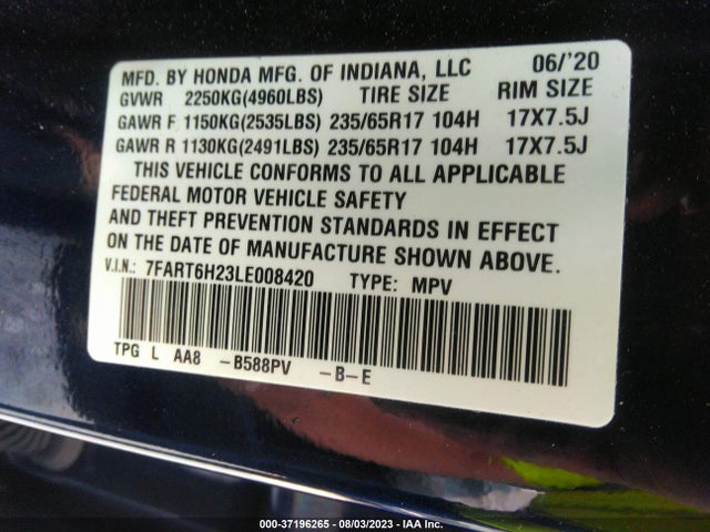 Honda Cr-v Hybrid Lx 2020 7FART6H23LE008420 Image 9