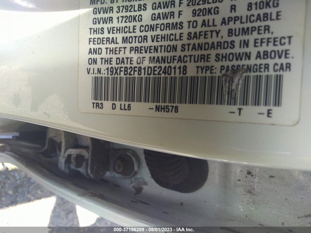 2013 HONDA CIVIC SDN EX VIN: 19XFB2F81DE240118