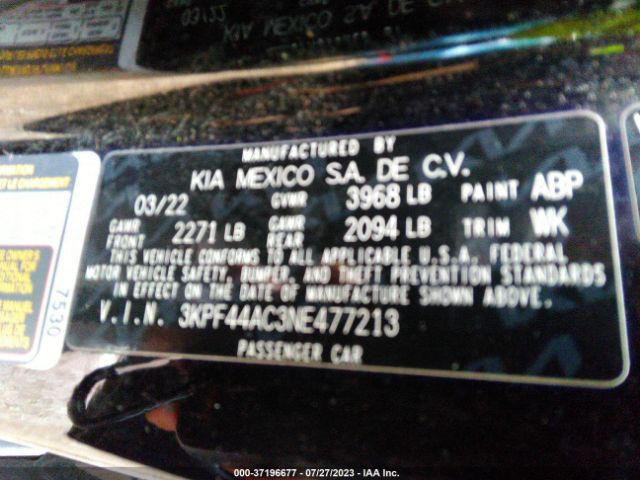 3KPF44AC3NE477213 KIA FORTE GT