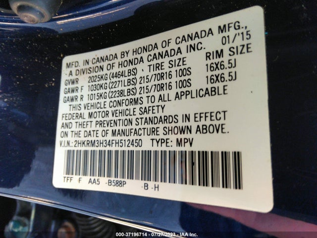 Honda CR-V LX 2015 2HKRM3H34FH512450 Image 9
