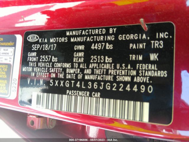 5XXGT4L36JG224490 KIA Optima S