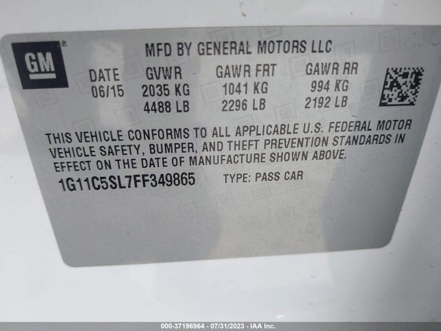 Chevrolet MALIBU LT 2015 1G11C5SL7FF349865 Image 9