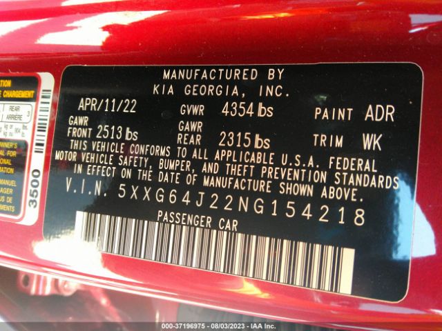 5XXG64J22NG154218 KIA K5 Gt-line