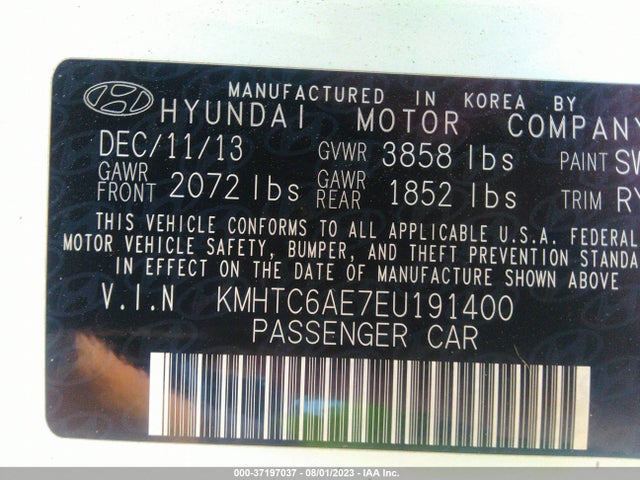 Hyundai Veloster Turbo 2014 KMHTC6AE7EU191400 Image 9
