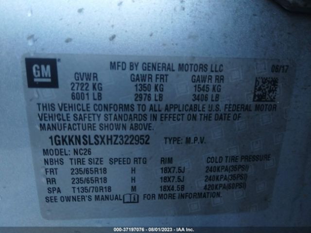 1GKKNSLSXHZ322952 GMC ACADIA SLE