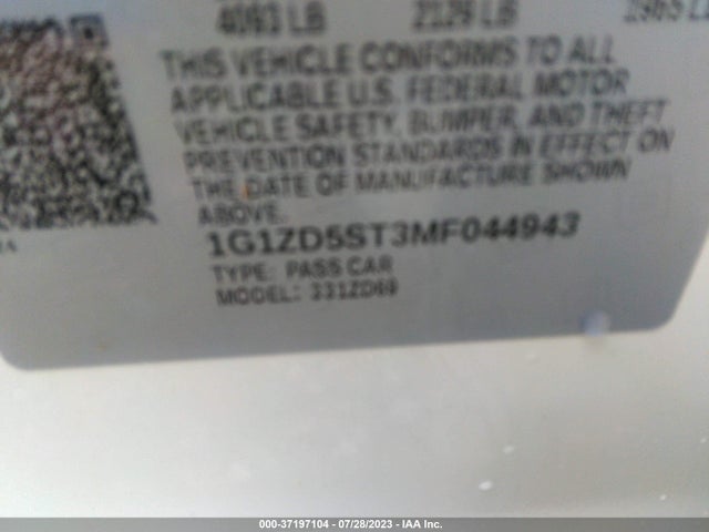 Chevrolet MALIBU LT 2021 1G1ZD5ST3MF044943 Image 9