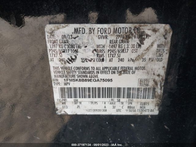 1FM5K8B89EGA75095 Ford Explorer Base