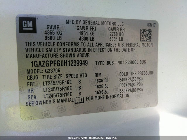 Chevrolet Express 3500 Lt 2017 1GAZGPFG0H1239949 Image 9