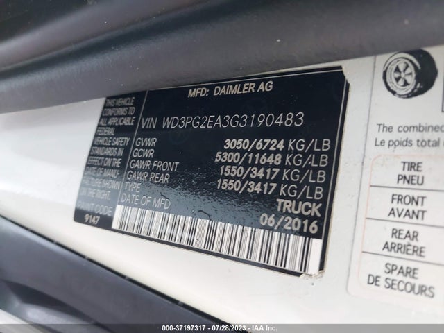 2016 Mercedes-Benz Metris, VIN: WD3PG2EA3G3190483
