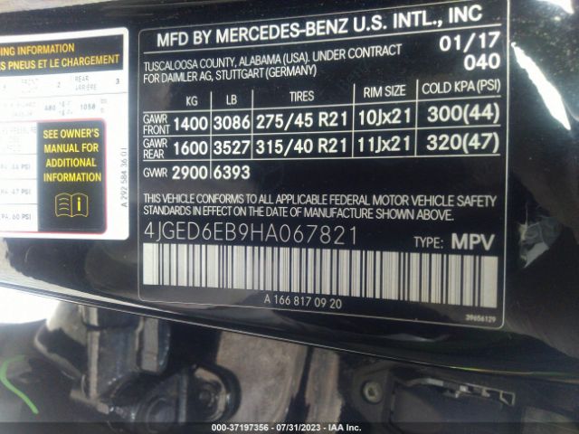 4JGED6EB9HA067821 Mercedes-Benz Gle Amg Gle 43