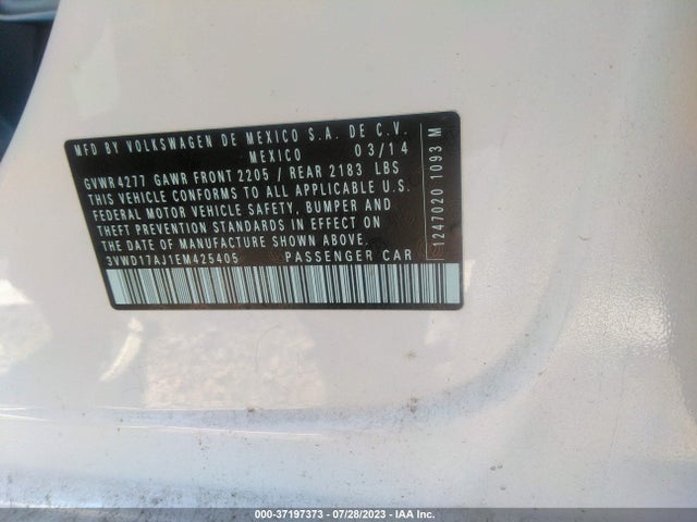 3VWD17AJ1EM425405 Volkswagen Jetta Sedan Se