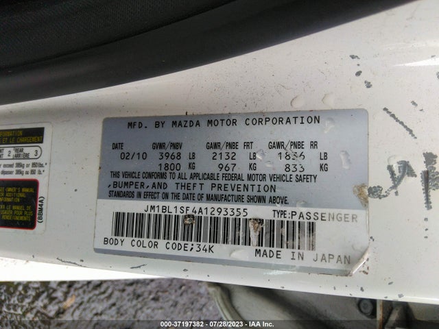 2010 MAZDA MAZDA3 I SPORT VIN: JM1BL1SF4A1293355