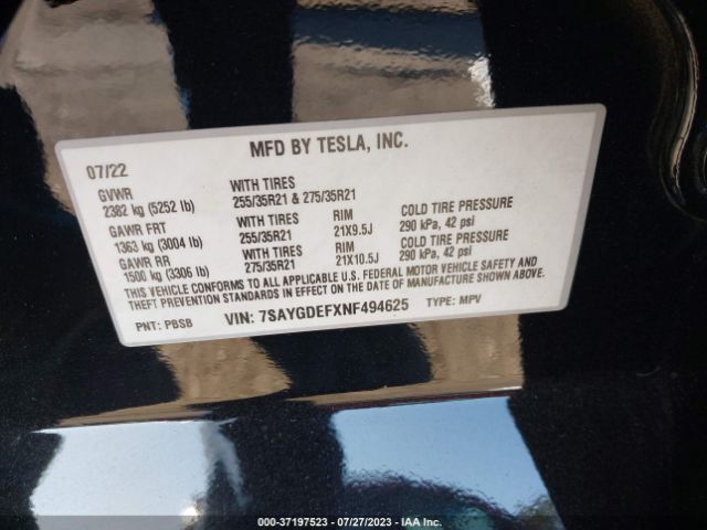 7SAYGDEFXNF494625 Tesla Model Y Performance