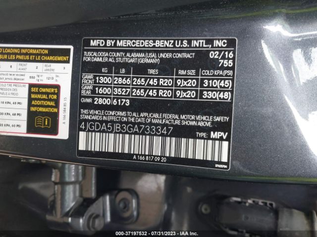 4JGDA5JB3GA733347 Mercedes-Benz Gle Gle 350