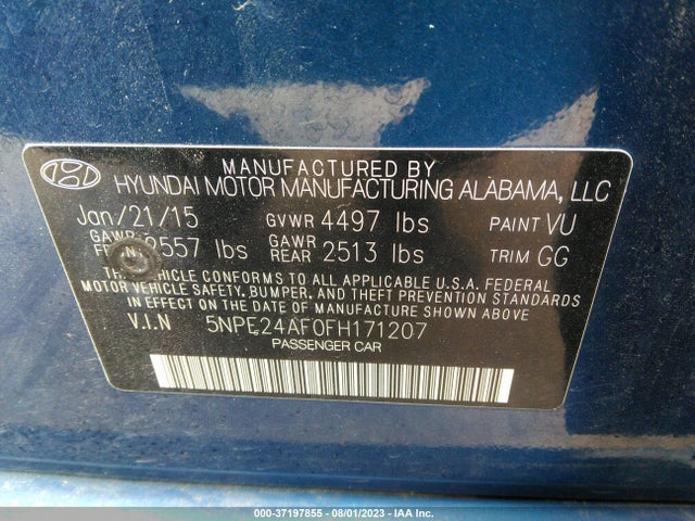 Hyundai Sonata 2.4l Se 2015 5NPE24AF0FH171207 Image 9