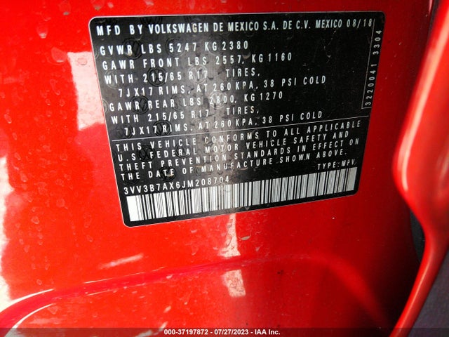3VV3B7AX6JM208704 Volkswagen Tiguan Sel/se