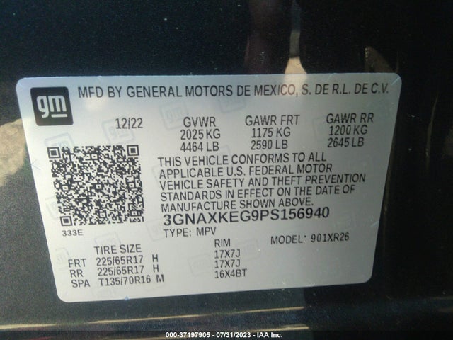 Chevrolet EQUINOX LT 2023 3GNAXKEG9PS156940 Image 9