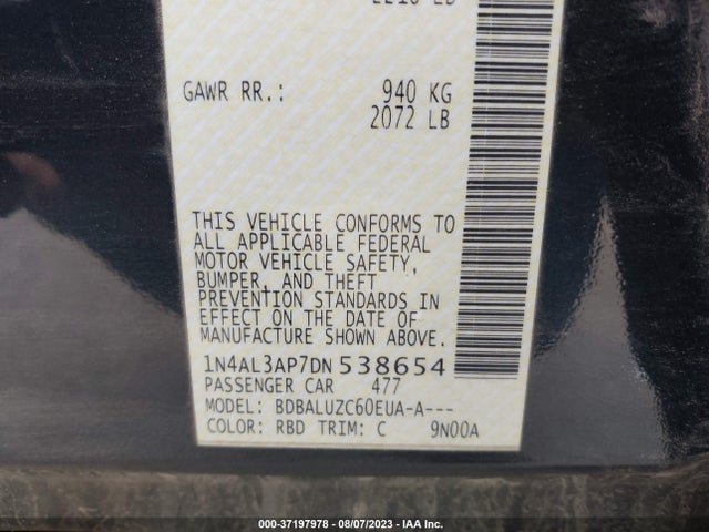 2013 NISSAN ALTIMA 2.5 SV VIN: 1N4AL3AP7DN538654