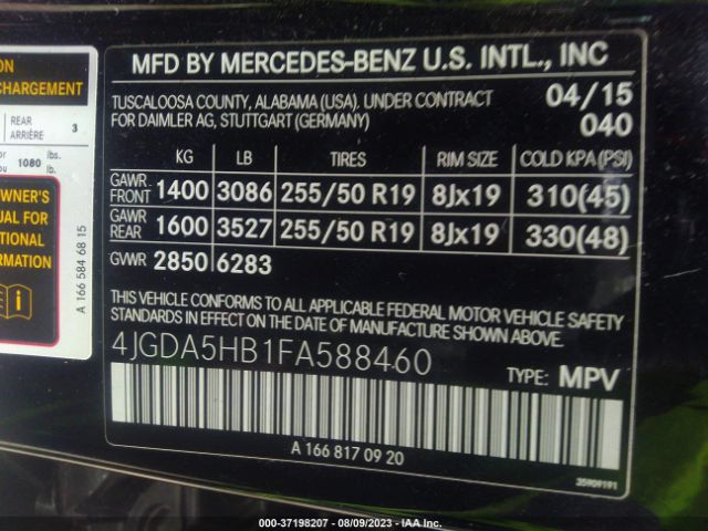 4JGDA5HB1FA588460 Mercedes-Benz M-class Ml 350