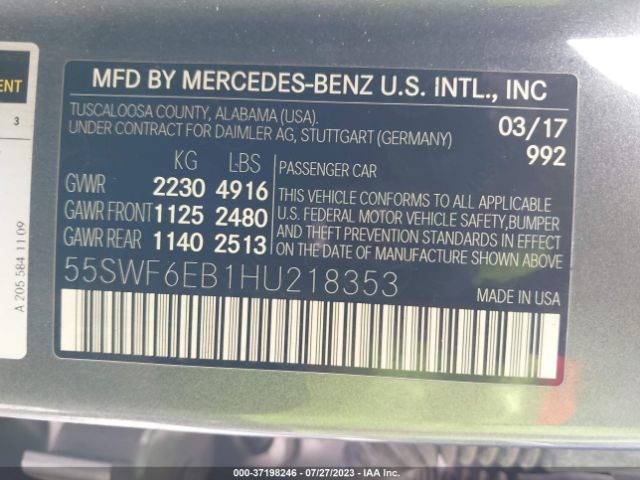 2017 MERCEDES-BENZ AMG C 43 55SWF6EB1HU218353 Photo 8
