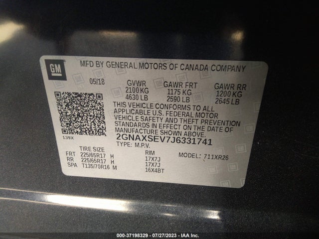 Chevrolet EQUINOX LT 2018 2GNAXSEV7J6331741 Image 9