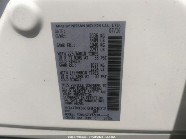 5N1AT2MT5GC880872 Nissan Rogue Sl