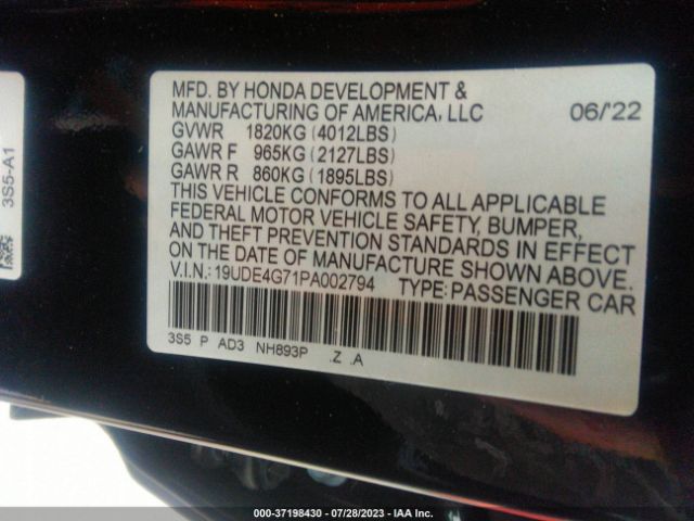 19UDE4G71PA002794 Acura Integra W/a-spec Tech Package