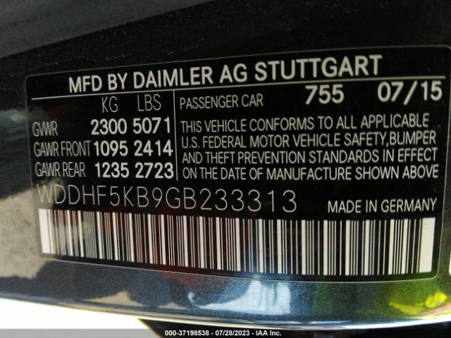 WDDHF5KB9GB233313 Mercedes-Benz E-class E 350