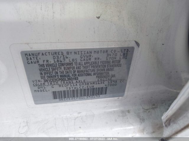 3N1CE2CP0GL393193 Nissan Versa Note S Plus