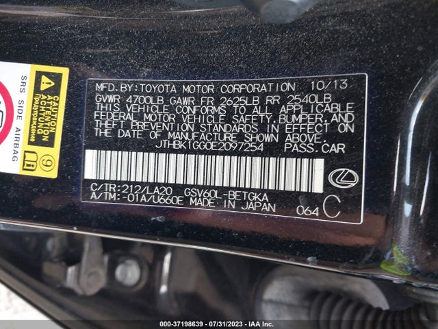 JTHBK1GG0E2097254 Lexus ES 350