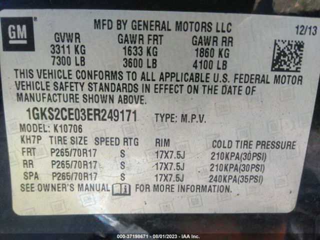 1GKS2CE03ER249171 GMC YUKON SLT
