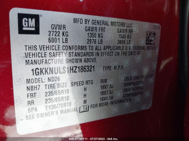 1GKKNULS1HZ186321 GMC ACADIA SLT