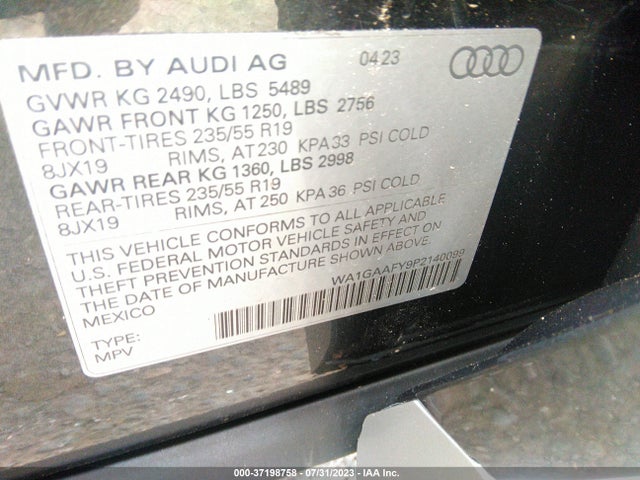 WA1GAAFY9P2140099 Audi Q5 S Line Premium