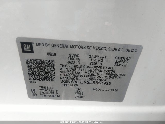 Chevrolet EQUINOX LT 2020 3GNAXLEX3LS551910 Image 9